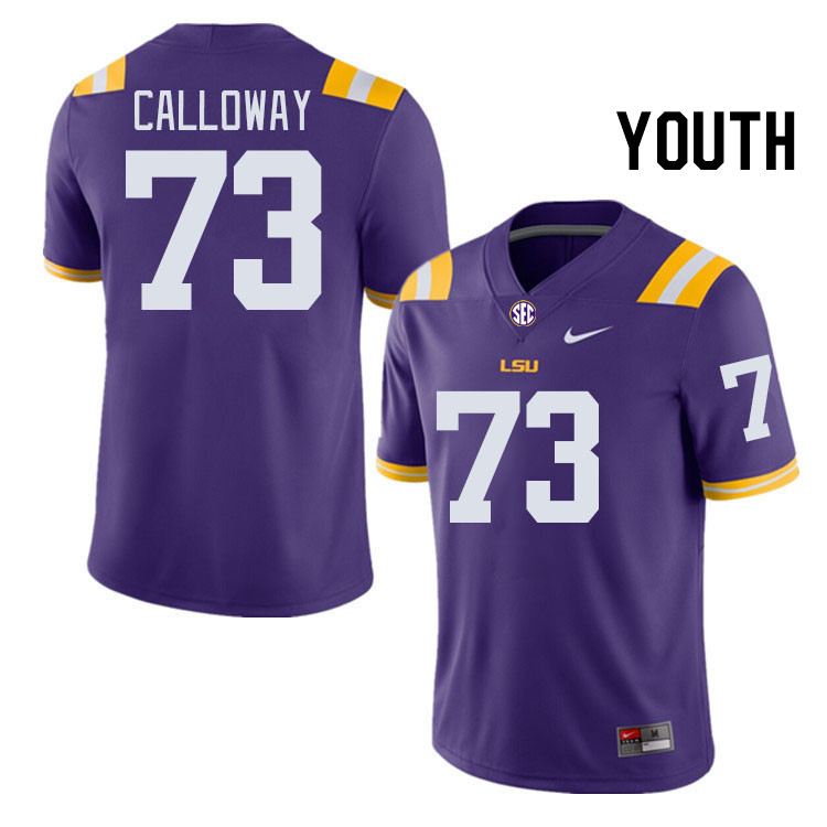 Youth #73 Ethan Calloway LSU Tigers College Football Jerseys Stitched-Purple